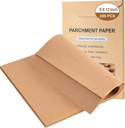 200Pcs Parchment Paper sheets，9x13 Inches Non-Stick Precut Baking Parchment，Unbleached，Parchment Paper For Baking，Fryer, Cooking,Oven,Perfect for Bread, Cakes, Barbecue