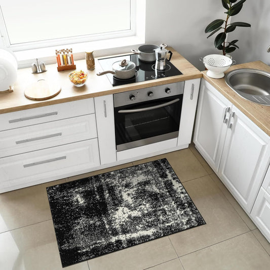 Keen Home Design Area Rugs - 2x3 Non-Shedding, Abstract Rugs for Kitchen, Living Room, Bedroom, Dining Room, Entryway - Size: 2' x 3', Abstract Black