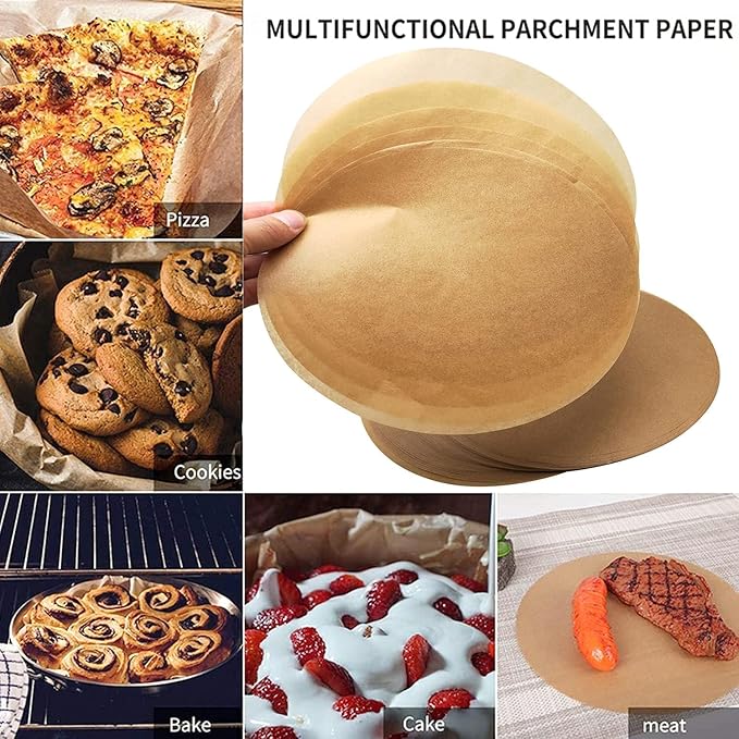 300 Sheets Round Baking Parchment Paper, 6, 8, 10 Inch Non-Stick Cake Pan Parchment Liner for Baking, Grilling and Steaming Bread