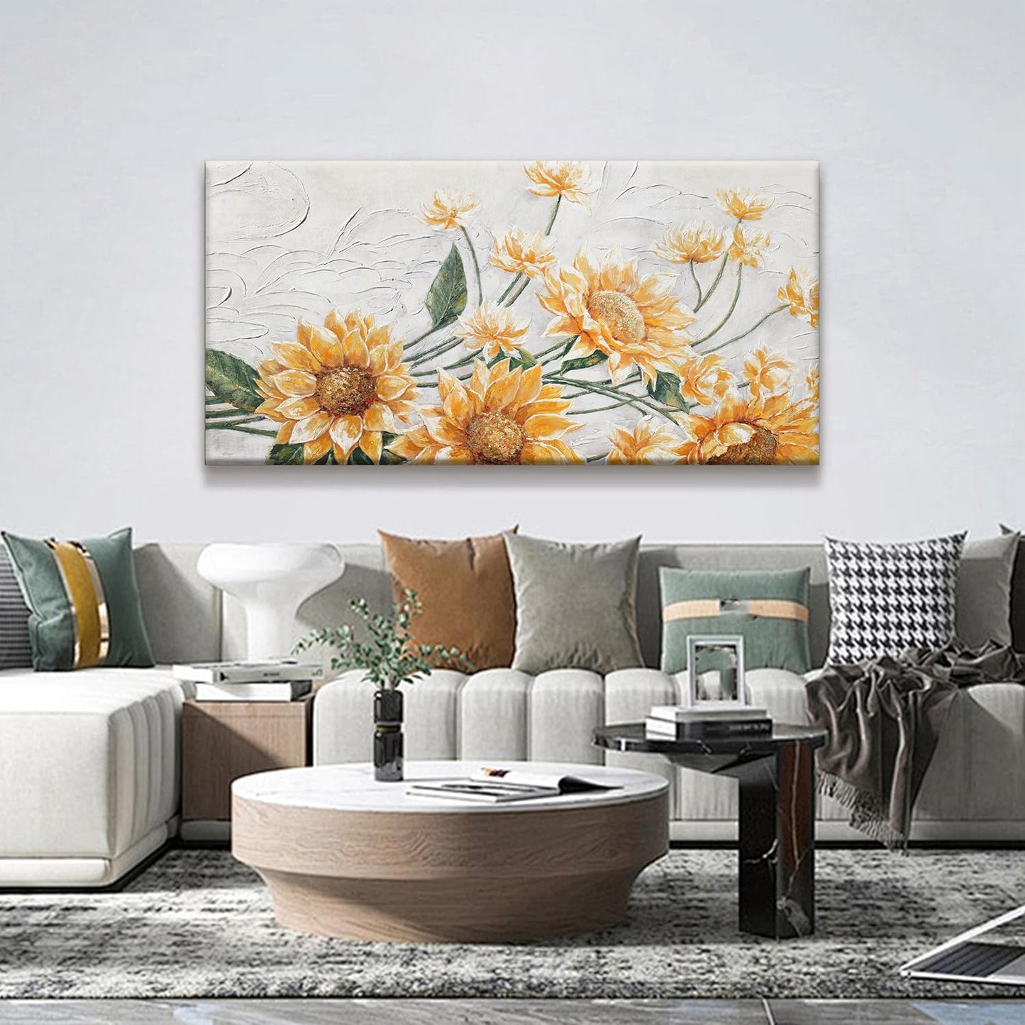 Wall Art Living Room Sunflower Wall Art Modern Canvas Art Wall Decor Home Wall Decor Suitable Pictures For Bedroom Apartment Office Can Be Hung 24" X 48"