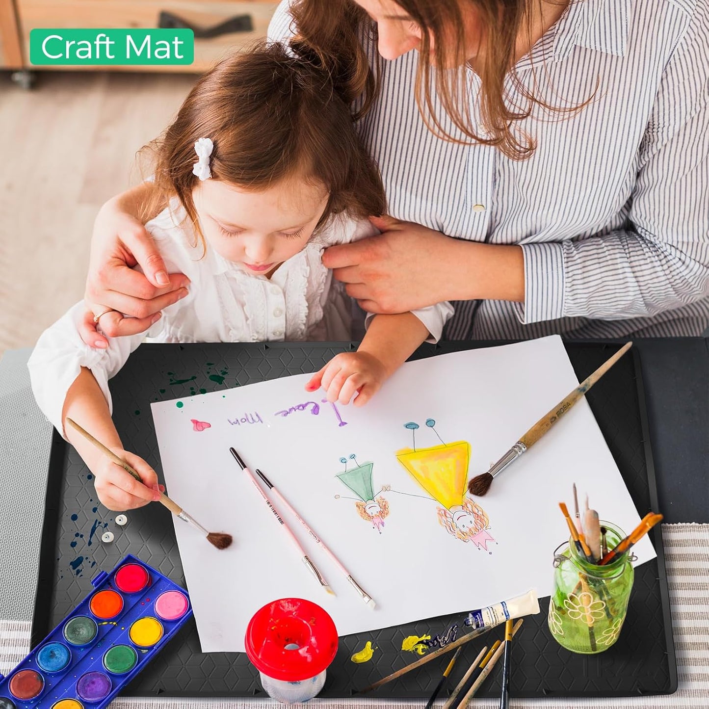 TRZZ Silicone Waterproof Under Sink Mat 34" x 19", Drip Tray and Cabinet Liner for Kitchen and Bathroom, Prevents Water Damage and Organizes Cabinets (Black)