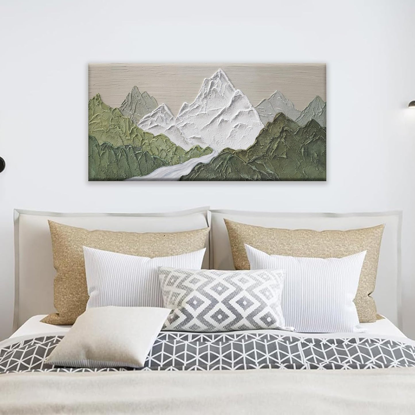 YISXINOAG Mountain Wall Art For Bedroom Office Decor Abstract Mountain Forest Landscapes Green Wall Art Painting Canvas Art Wall Decor Prints Ready To Hang Wall Pictures Home 20×40 Inch