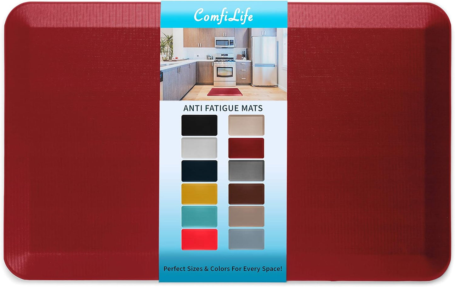 ComfiLife Anti Fatigue Floor Mat – 3/4 Inch Thick Kitchen Mats for Floor, Standing Desk Mat, Kitchen Rug – Comfort at Home, Office – Durable – Stain Resistant – Non-Slip Bottom (20" x 32", Red)