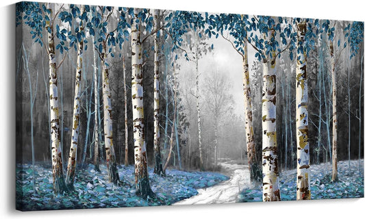 HKDGOKA Canvas Wall Art Living Room Large Fall Pictures Wall Decor Gray Nature Tree Paintings Modern Artwork for Bedroom Kitchen Bathroom Office Home Decor 40"x20"