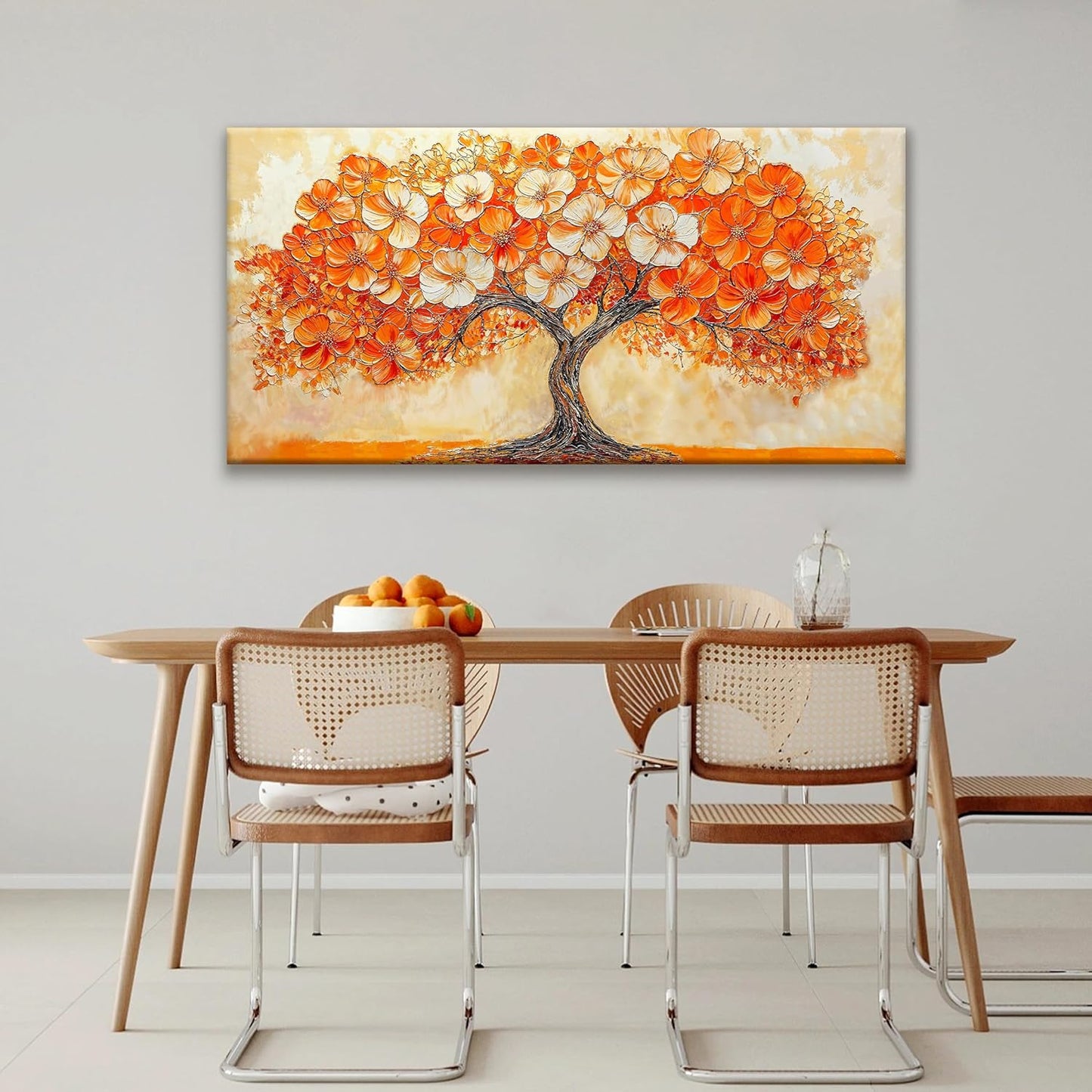 Suconvng Canvas Art Wall Decor Orange Tree Abstract Wall Art For Living Room Picture Modern Landscape Abstract Art Painting Home Wall Decor 24" X 48" Bedroom Office Artwork
