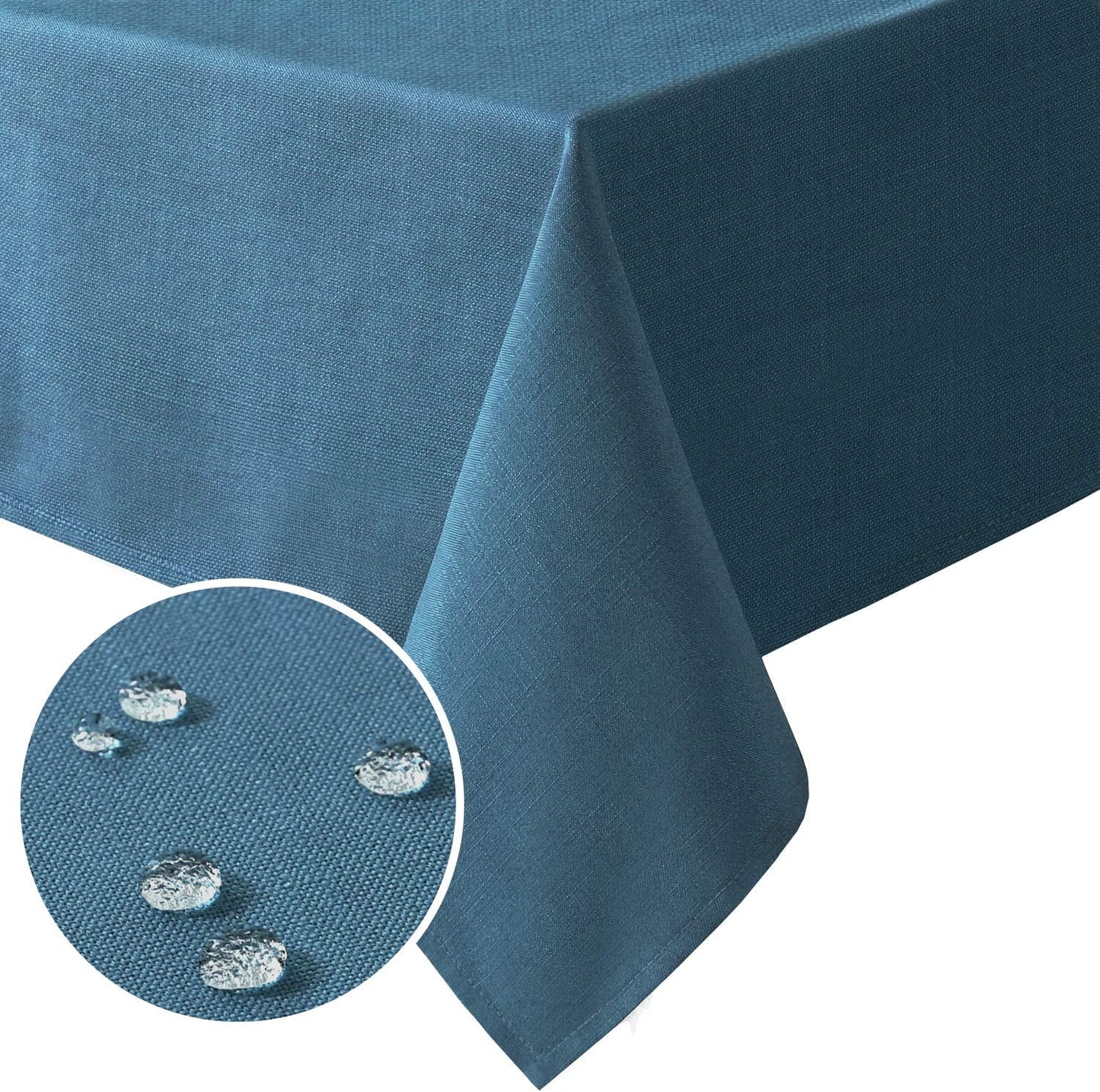 H.VERSAILTEX Linen Textured Table Cloths 54 x 108 Inch Premium Solid Tablecloth Spill-Proof Waterproof Table Cover for Dining Buffet Feature Extra Soft and Thick Fabric Wrinkle Free, Ink Blue