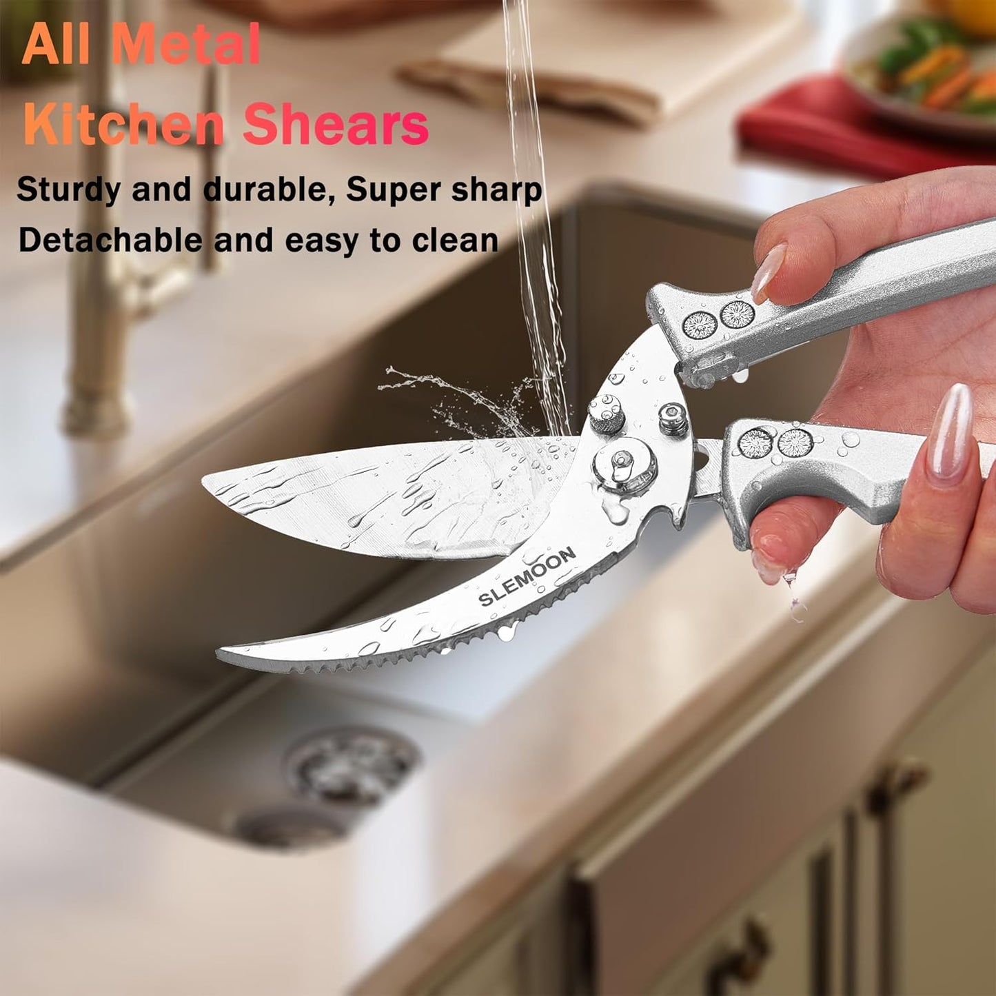 Heavy Duty Poultry Shears Meat Cutting Dishwasher Safe and Food Stainless Kitchen Shears Kitchen Scissors for Chicken Turkey Thanksgiving,Gift Box,silver