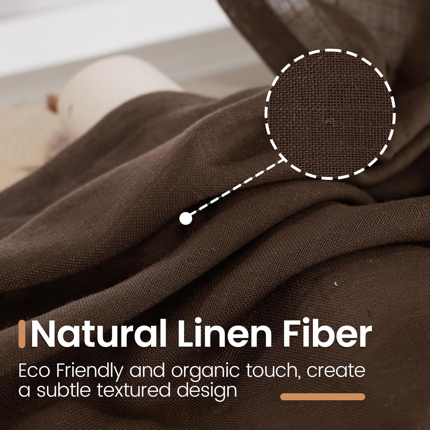 BGment Linen Short Curtains 40 Inch Length for Window, Brown Small Semi Sheer Drapes for Kitchen Cafe Over Sink Bathroom Decor Lightweight Country Textured Rod Pocket, 2 Panels Set, Each 30 Inch Wide