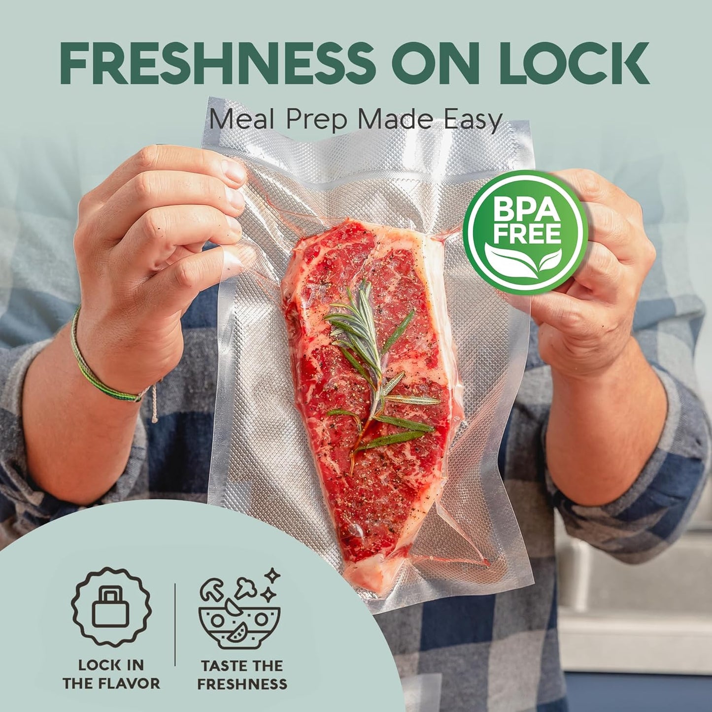 Avid Armor Vacuum Sealer Bags Quart 8x12 Inch 100 Pack for Food Saver, Seal a Meal Vacuum Seal Machines, Commercial Grade Heavy Duty BPA Free for Sous Vide and Meal Prep Precut Storage Bag