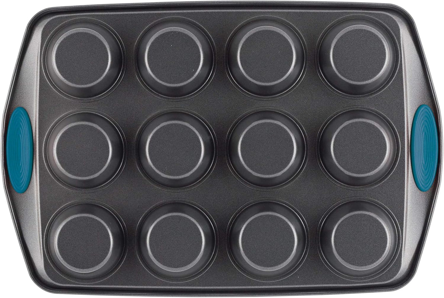 Rachael Ray Yum -o! Nonstick Bakeware 12-Cup Muffin Tin With Grips / Nonstick Cupcake Tin With Grips - 12 Cup, Gray