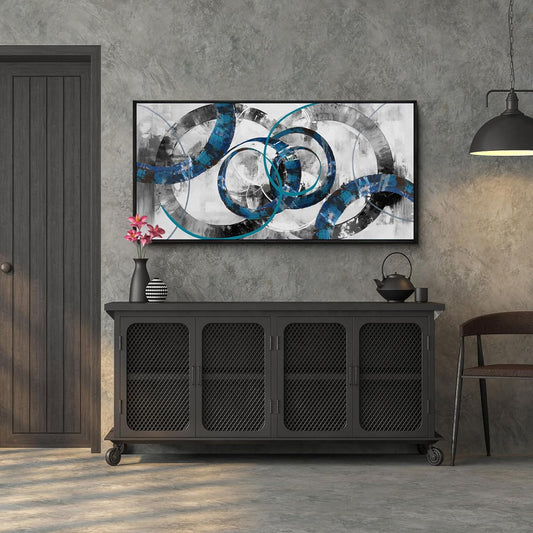 XLSJERST Large Frame Wall Art Blue Abstract Canvas - Modern Art Decor Pictures for Living Room Bedroom Office Gray and White Paintings Artwork Size 20x40 Inches