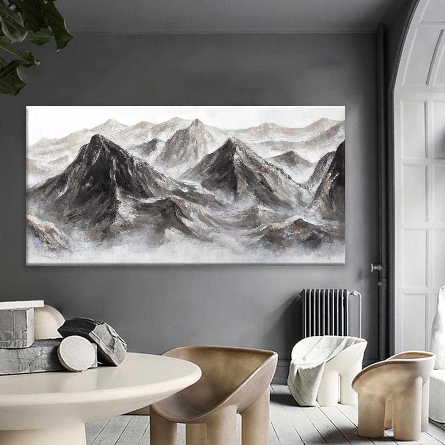 QSQ Large Abstract Wall Art For Living Room Canvas Art Wall Decor Bedroom Office Decor Abstract Mountain Landscapes Grey White Wall Art Painting Abstract Art Prints Home Wall Art 29 × 58 In