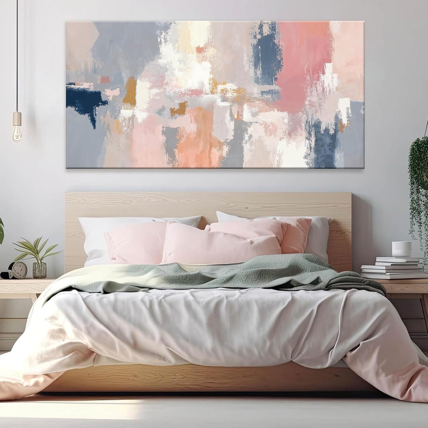 Large Abstract Wall Art Decorations Pink And Gray Wall Art Living Room Home Wall Decor 29x58 Inch Modern Minimalist Artwork Canvas Art Wall Decor For Bedroom Kitchen Office