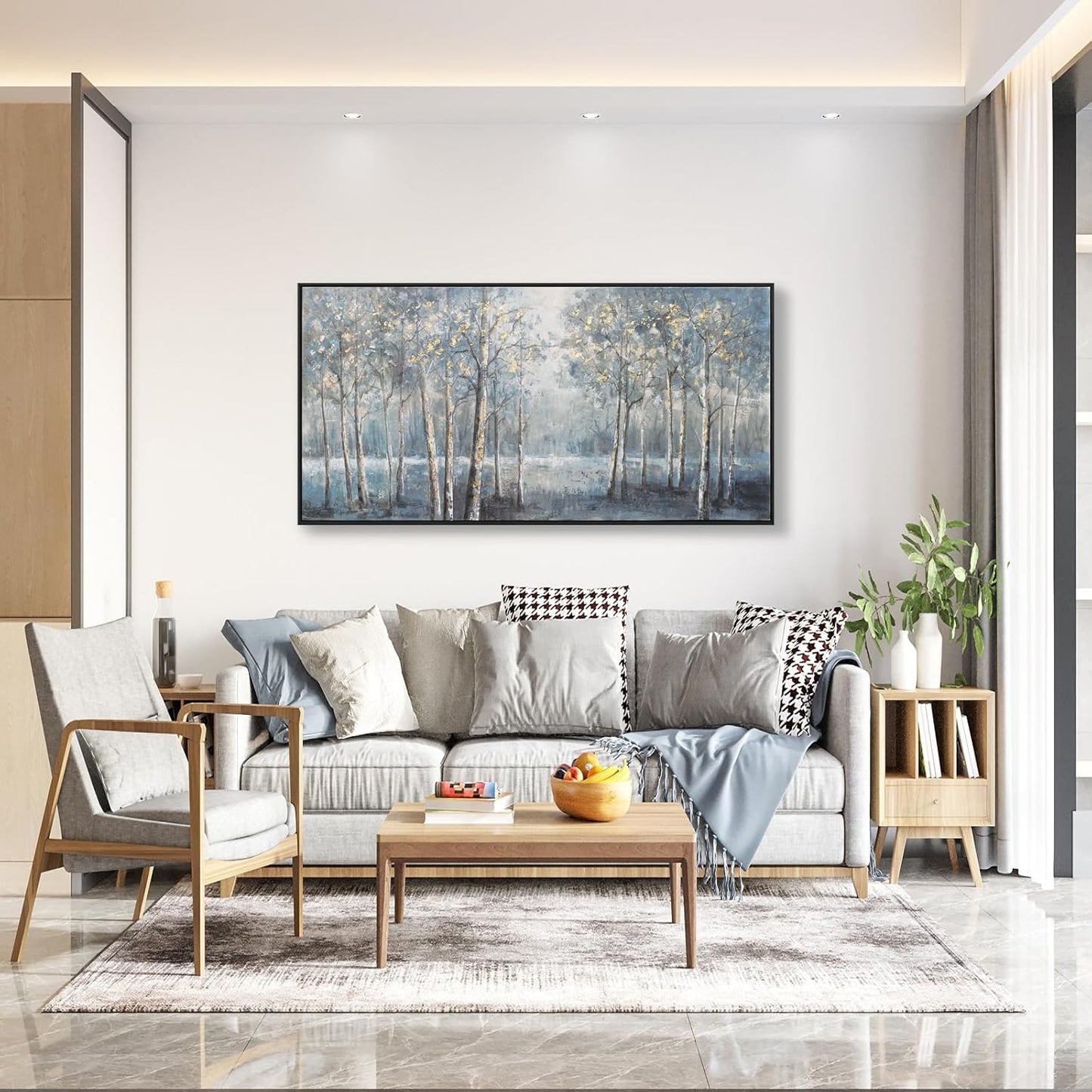 Canvas Wall Art Modern Decor Framed Wall Decorations Maximalist Home Decor Wall Art Prints Dark color system Forest Landscape Painting for Room Wall Bedroom Office Decor 20"×40"