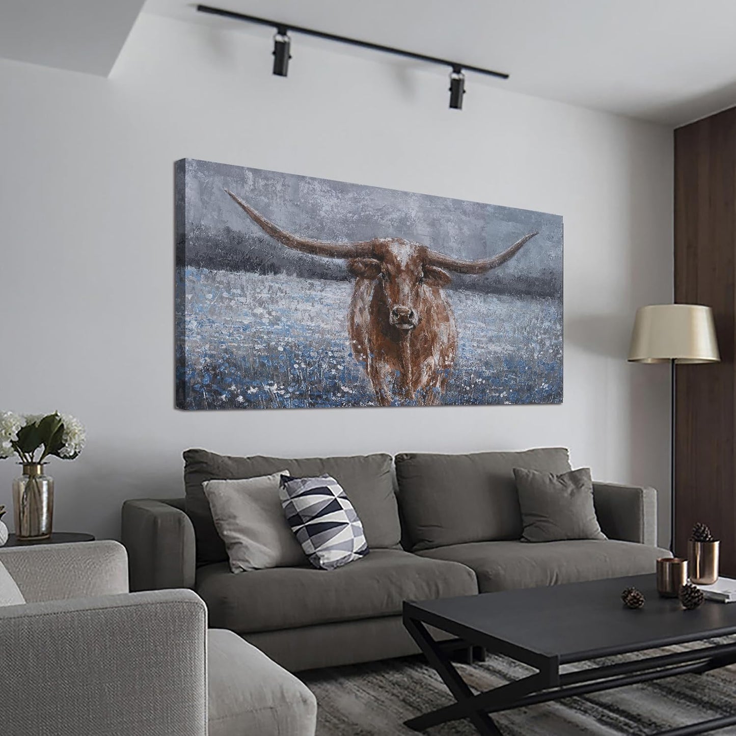 Canvas Wall Art Decor Vintage Wall Art For Living Room Black And White Highland Cow Wall Art Decor Canvas Art Work Wall Art Prints Wall Decorations For Bedroom Office Kitchen Home Wall Decor 24" x 48"