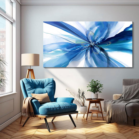HKDGOKA Canvas Wall Art Decor, Large Size 24x48 In Abstract Modern Artwork Ready to Hang Fantasy Blue Gradient Paintings Prefer for Home Living Room Bedroom Dining Room Office Decor