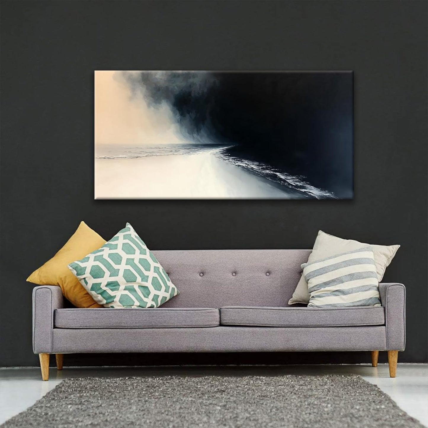 Tsomzxng Abstract Wall Art For Living Room Black And White Wall Art Print Modern Canvas Art Wall Decor Painting Print Abstract Art Pictures For Bedroom Apartment Office Ready To Hang 24" X 48"