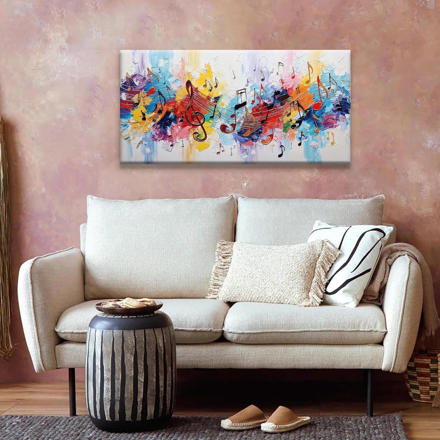 Suconvng Abstract Canvas Art Wall Decor Painting Home Wall Decorations Colorful Musical Note Abstract Wall Art Print Picture For Bedroom Kitchen Office Artwork 20 X 40 Inch