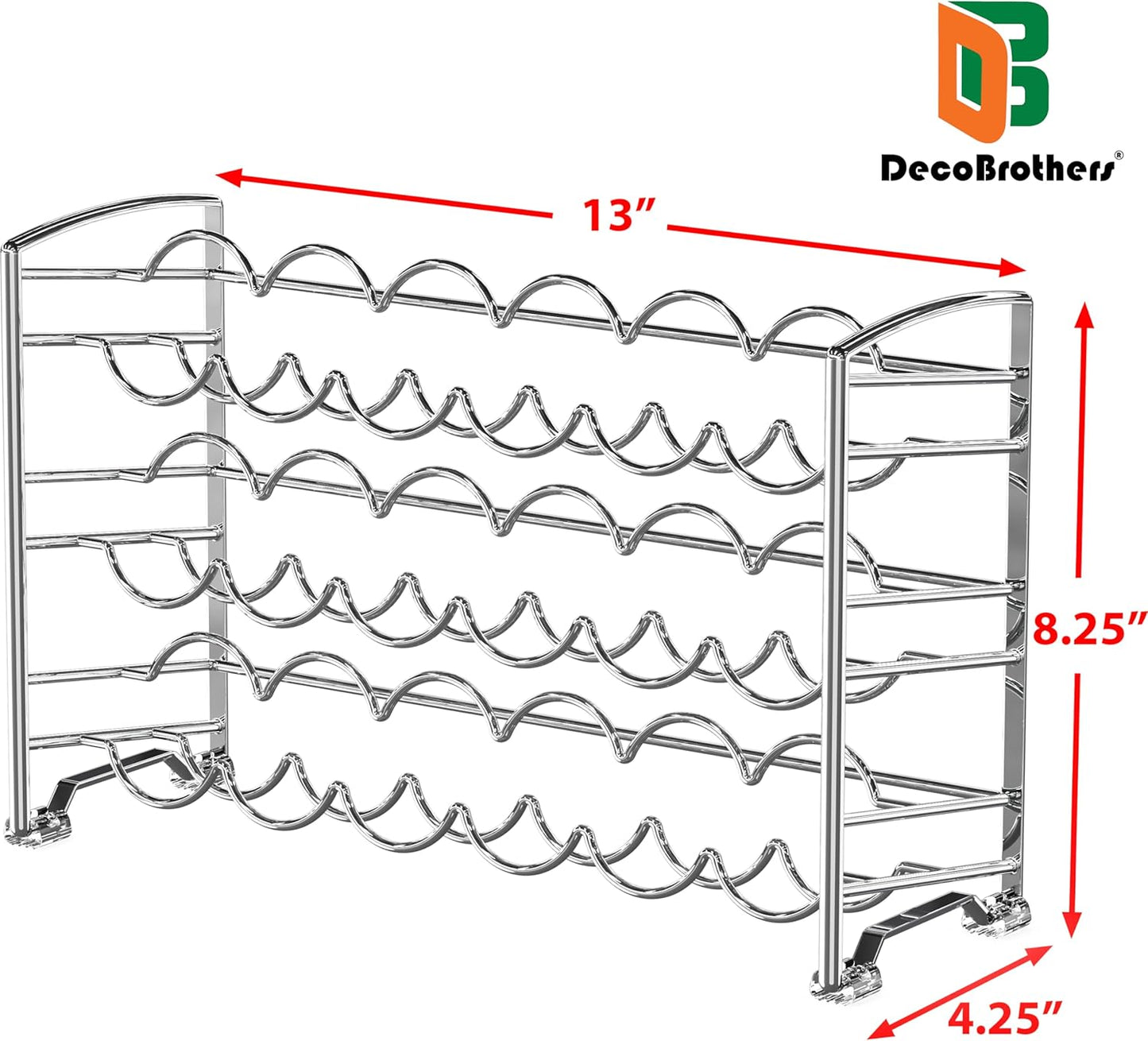 Deco Brothers Spice Rack Stand holder with 18 Bottles and 48 Labels, Chrome