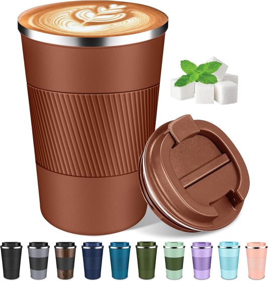 Coffee Travel Mug 12oz Insulated Coffee Mug with Lid Portable Spill-Proof Coffee Travel Mug No Handle Reusable Stainless Steel Mug Keeps Cold and Hot Suitable for Car, Daily, Travel and Gifts
