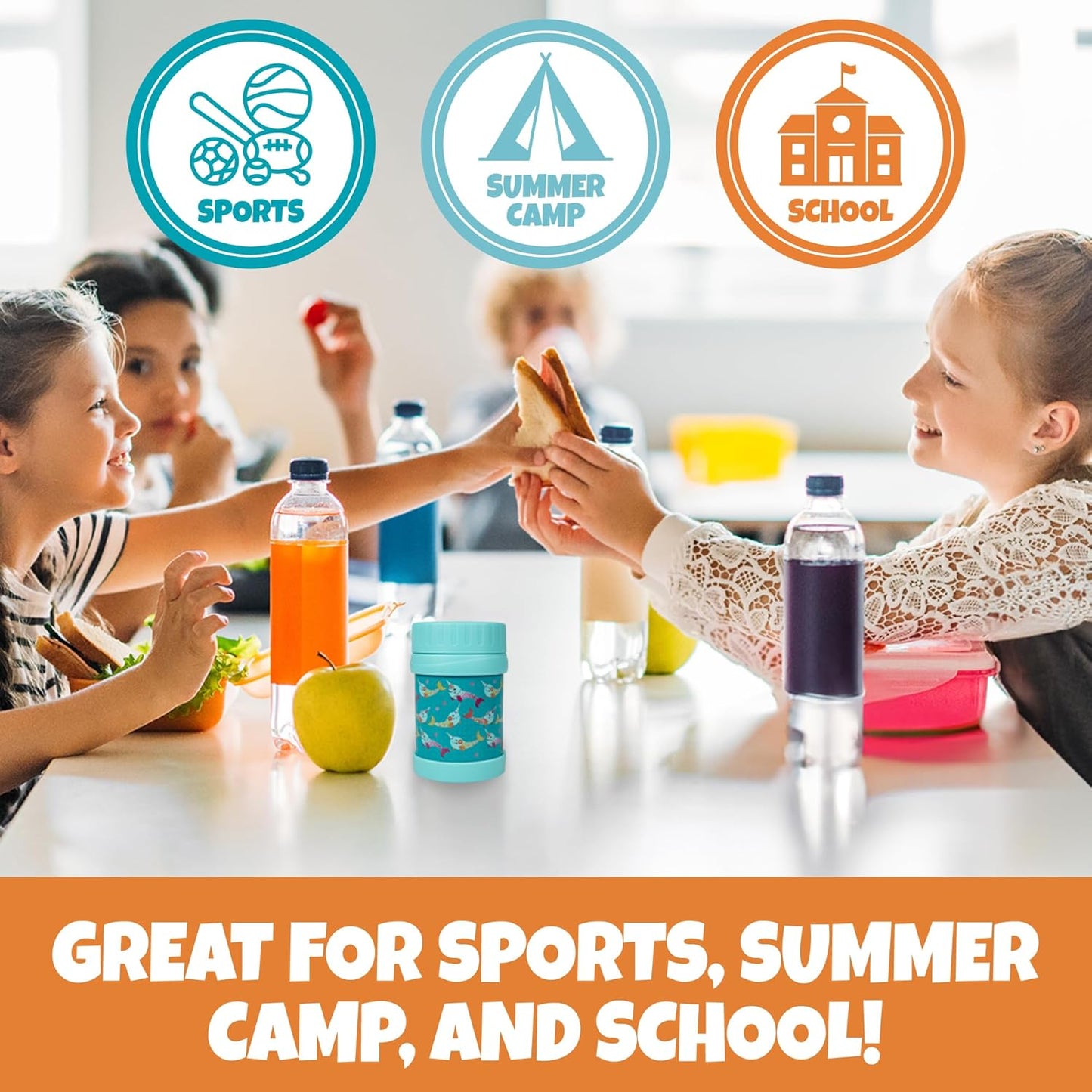 Bentology Insulated 13oz Food Jar for Kids- Hot or Cold Food, Soups, Liquids, Noodles - Wide Mouth Stainless Steel Container & BPA Free, Large Leak Proof thermos for Back to School Lunch Boxes, Bags