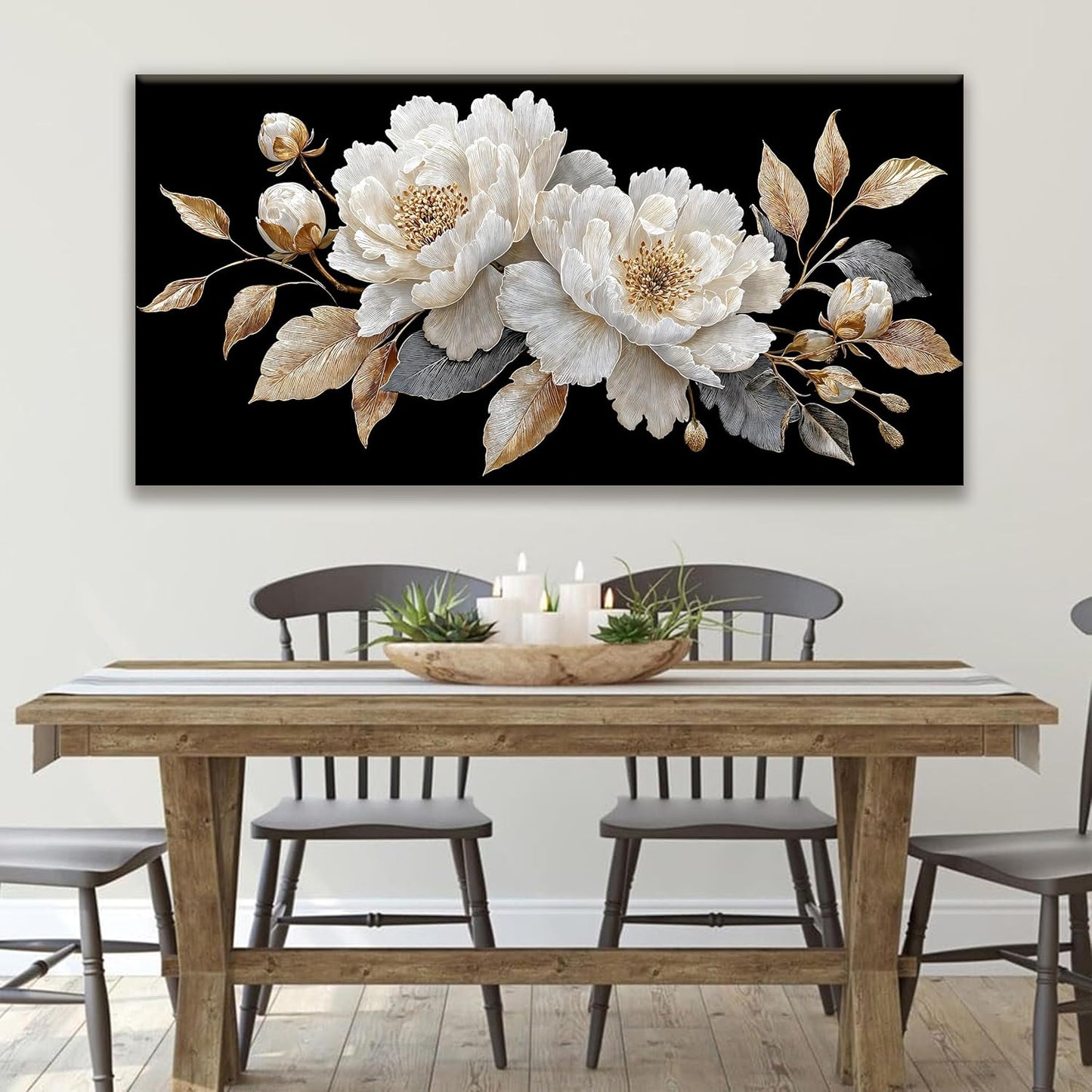 Large Wall Art Living Room Artwork Elegant White Flower Picture Canvas Art Wall Decor For Bedroom Office Kitchen Modern Home Wall Decor 29x58 Inch Ready To Hang