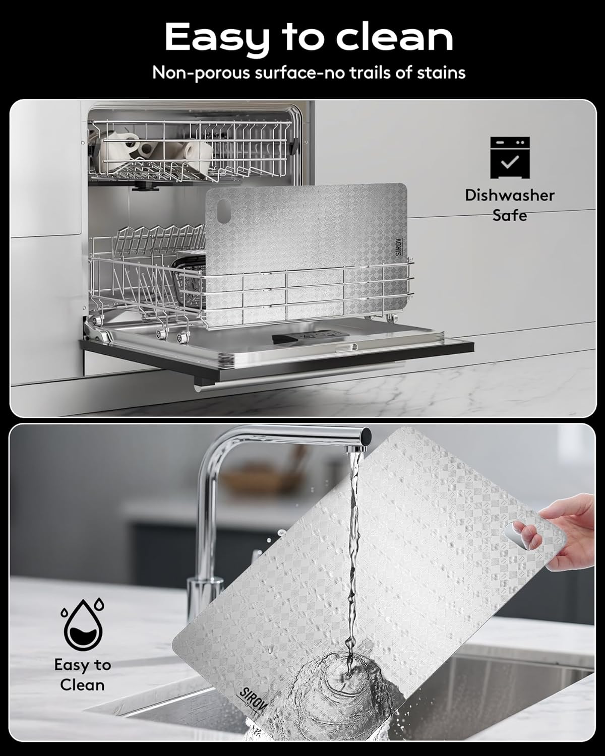 Titanium Cutting Board, 100% Pure Titanium Cutting Boards for Kitchen, Non Toxic Food-Grade Chopping Board, Hygienic, Dishwasher Safe, Chessboard Pattern Cutting Board 13”L*10”W