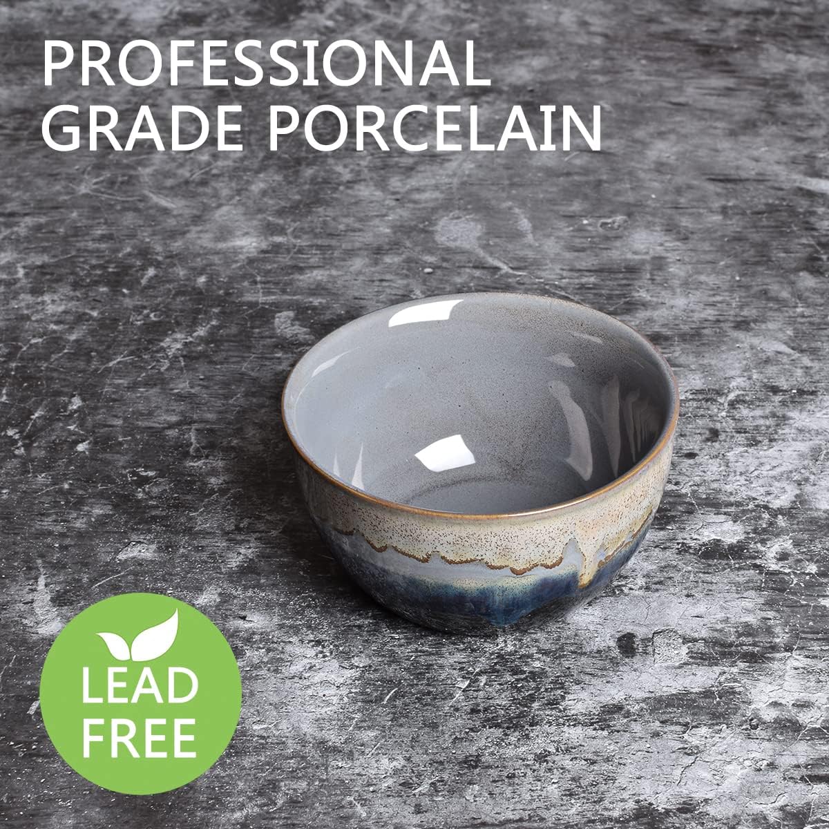 Bosmarlin Stoneware Cereal Bowls Set of 4, 26 Oz, Soup Bowls for Oatmeal, Salad, Dishwasher and Microwave Safe, Reactive Glaze (26 Oz, Grey)