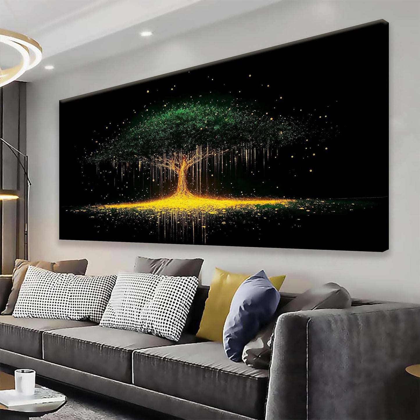 Tsomzxng Black Abstract Wall Art For Living Room Canvas Art Wall Decor Print Modern Gold Tree Wall Art Landscape Painting Picture For Bedroom Office Apartment Hotel Home Decoration 24 X 48 In