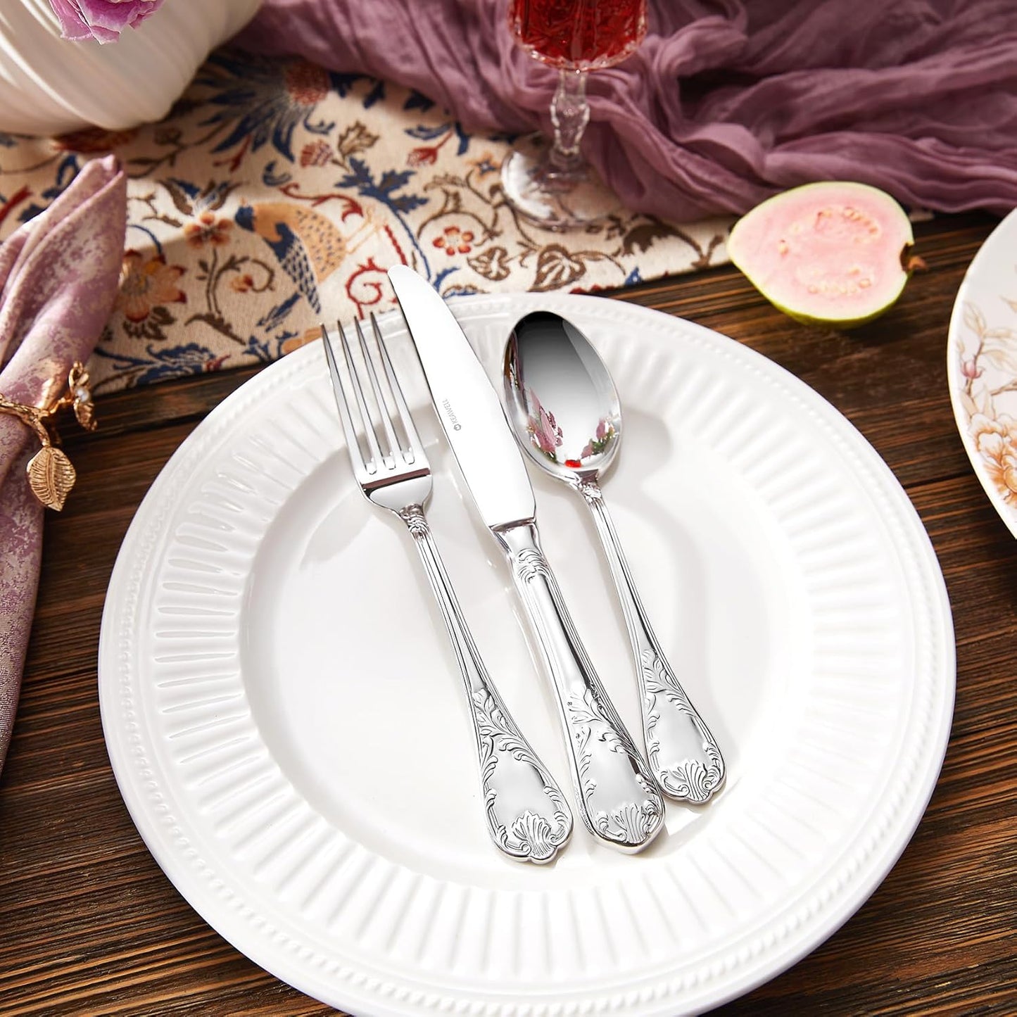 KEAWELL Premium Grand Luxe Flatware Set – 18/10 Stainless Steel, Everyday Elegance Silverware, Dishwasher Safe (20, Silver)