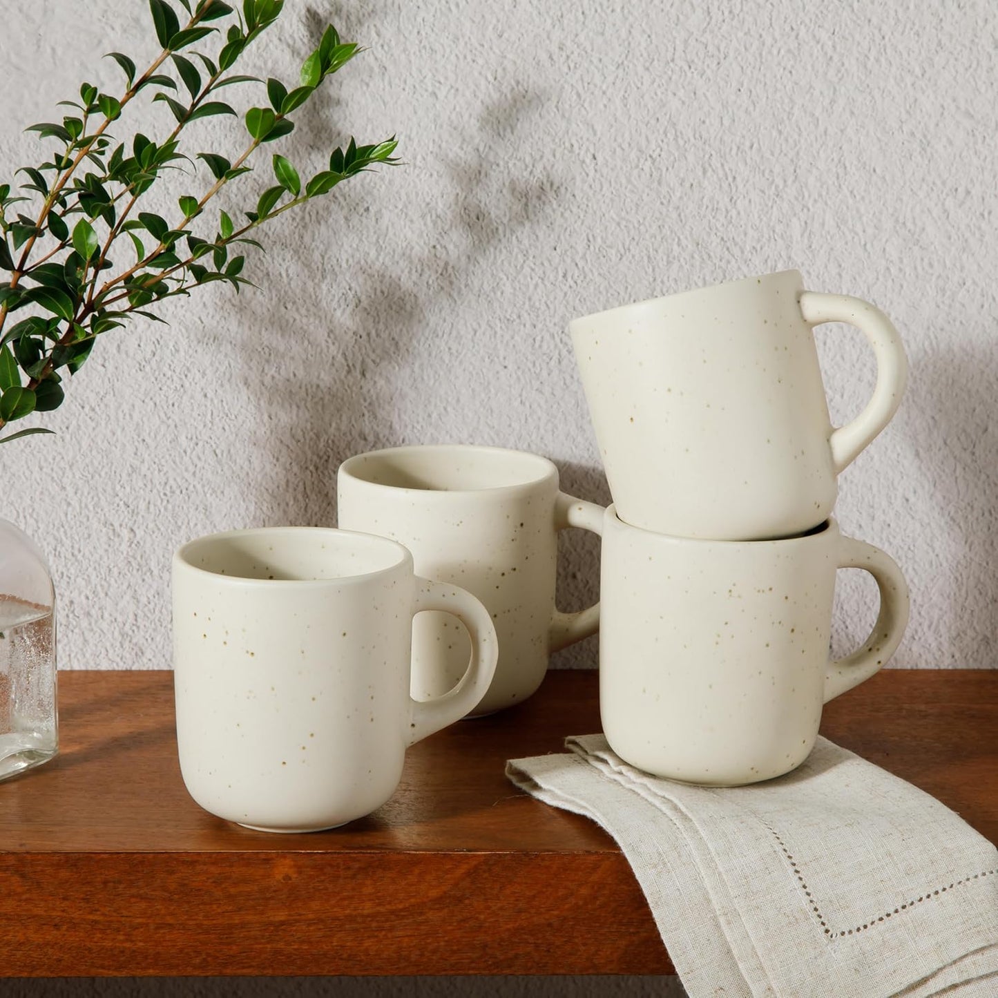 Bloomhouse Corsica Clay 4 Piece Mug Set - Sea Salt White