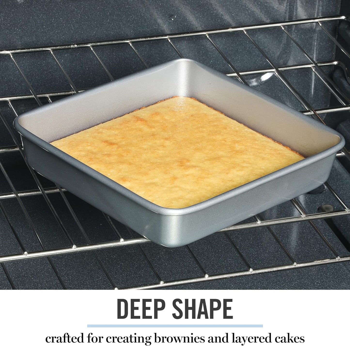 Martha Stewart Gallen 9 Inch Square Nonstick Carbon Steel Cake Pan - Silver