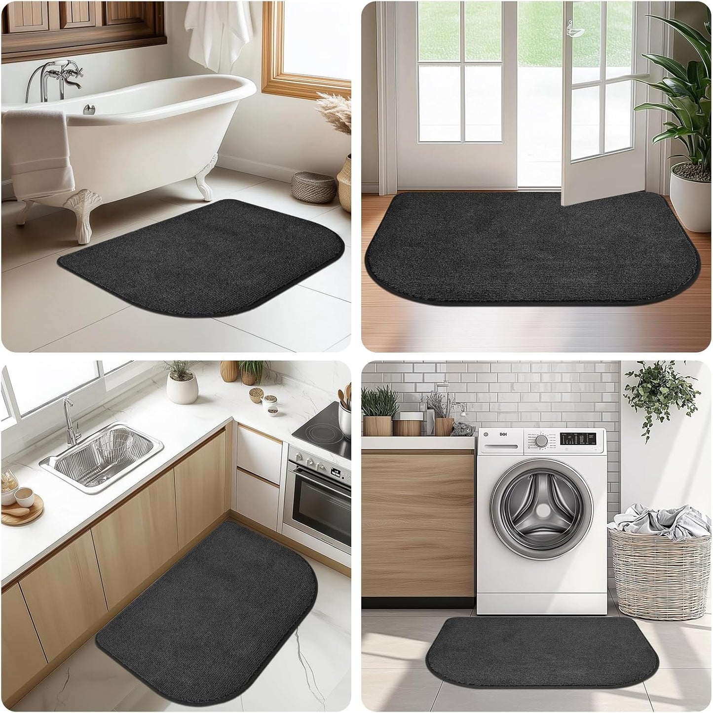 Washable Kitchen Rugs Set of 2 (24" x 35.5" + 24" x 59"), Non Slip Kitchen Mats for Floor, Absorbent Indoor Entryway Runner Rugs for Laundry, Bathroom, Door, Bedroom (Roll Packing)