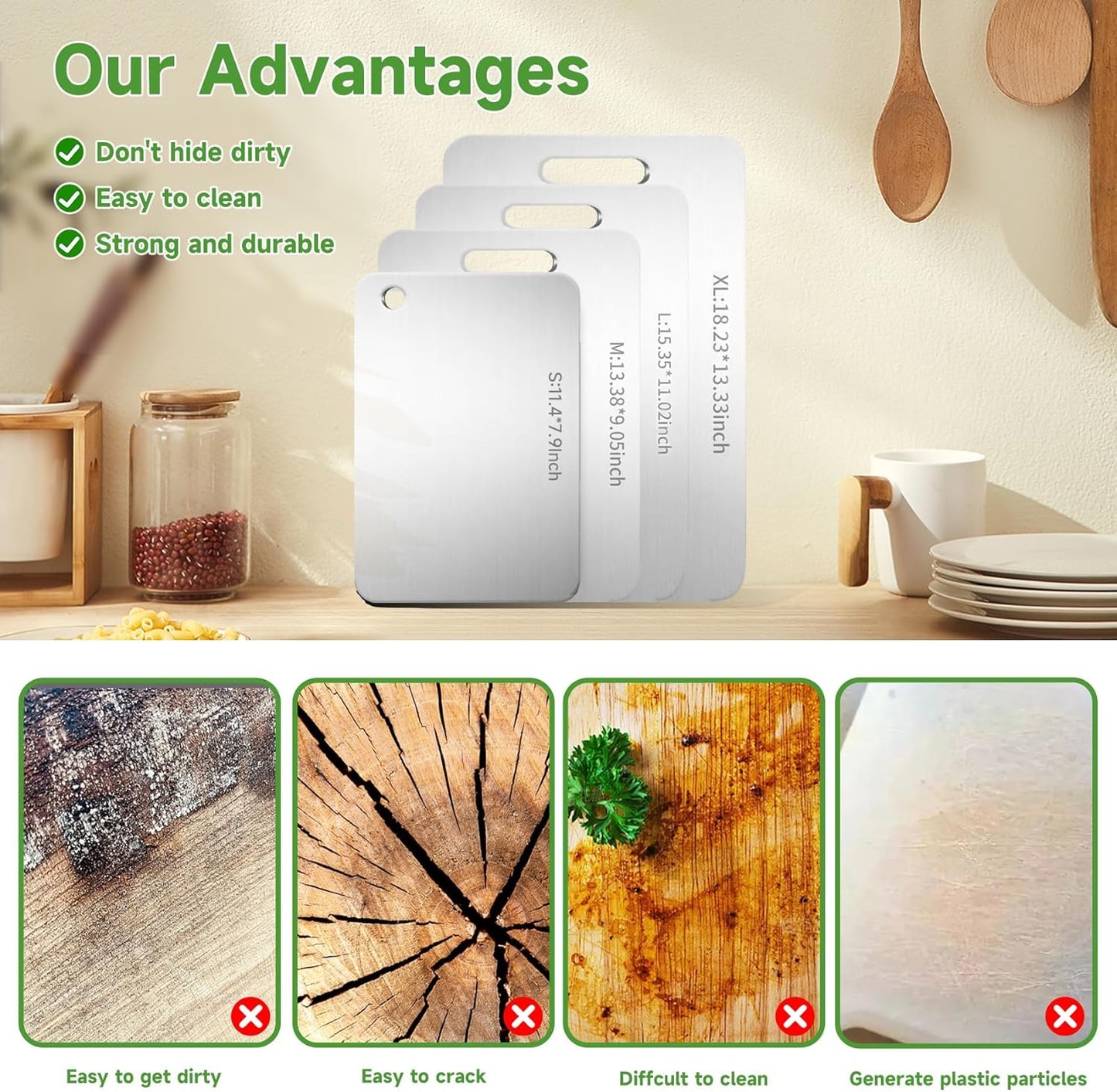 Titanium Cutting Board - 2025 New Upgrade 100% Pure Titanium Cutting Boards for Kitchen Double Sided Non Toxic Cutting Board,Hygiene Durable Dishwasher Safe Chopping Board(L:15.35IN*11.02IN)