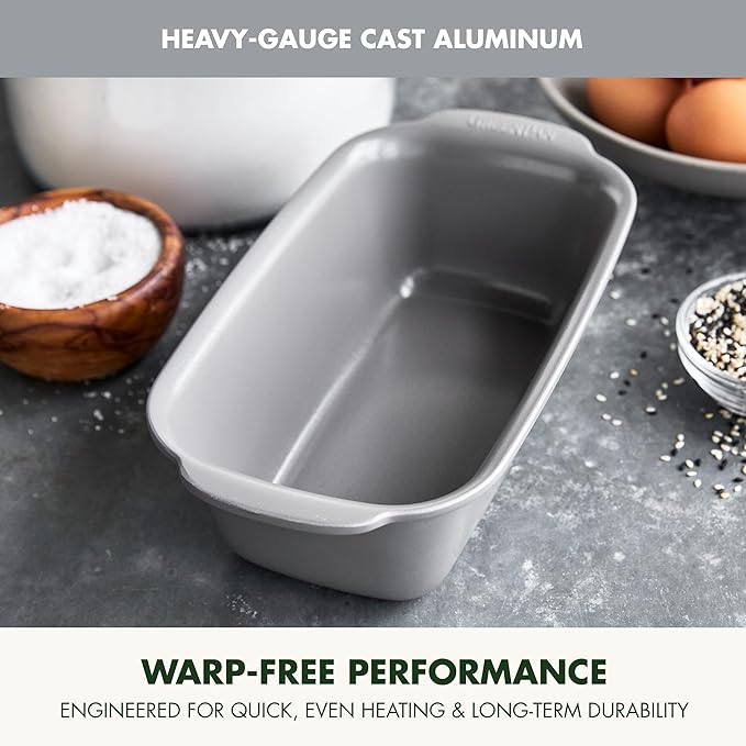 GreenPan Premiere Ovenware Healthy Ceramic Nonstick 1 lb. Loaf Baking Pan, PFOA & PFAS-Free, Warp-Free Bakeware, Durable Quick Heating Baking Tray, Oven and Broiler Safe to 600F, Dishwasher Safe, Gray