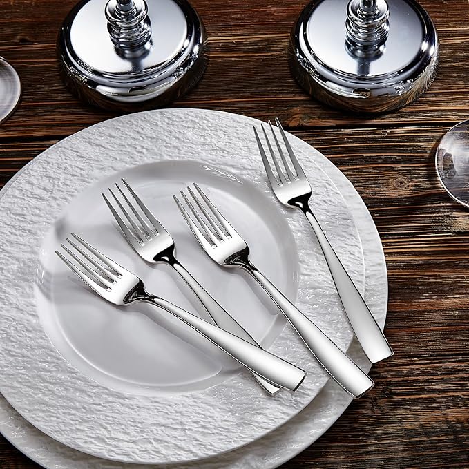 KEAWELL Premium 4-Piece Louis Salad Fork, 18/10 Stainless Steel, Set of 4, Fine Fork Set with Squared Edge, Dishwasher Safe (7.6 inches)