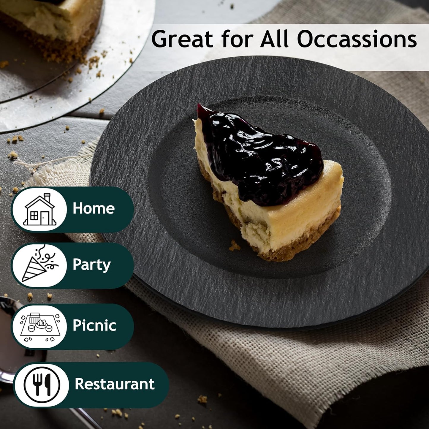 MIAMIO - 9 Inch, Set of 4 Dinner Plates/Ceramic Plate Set, Crockery Set - Modern Plates, Microwave and Dishwasher Safe - Oasis Collection