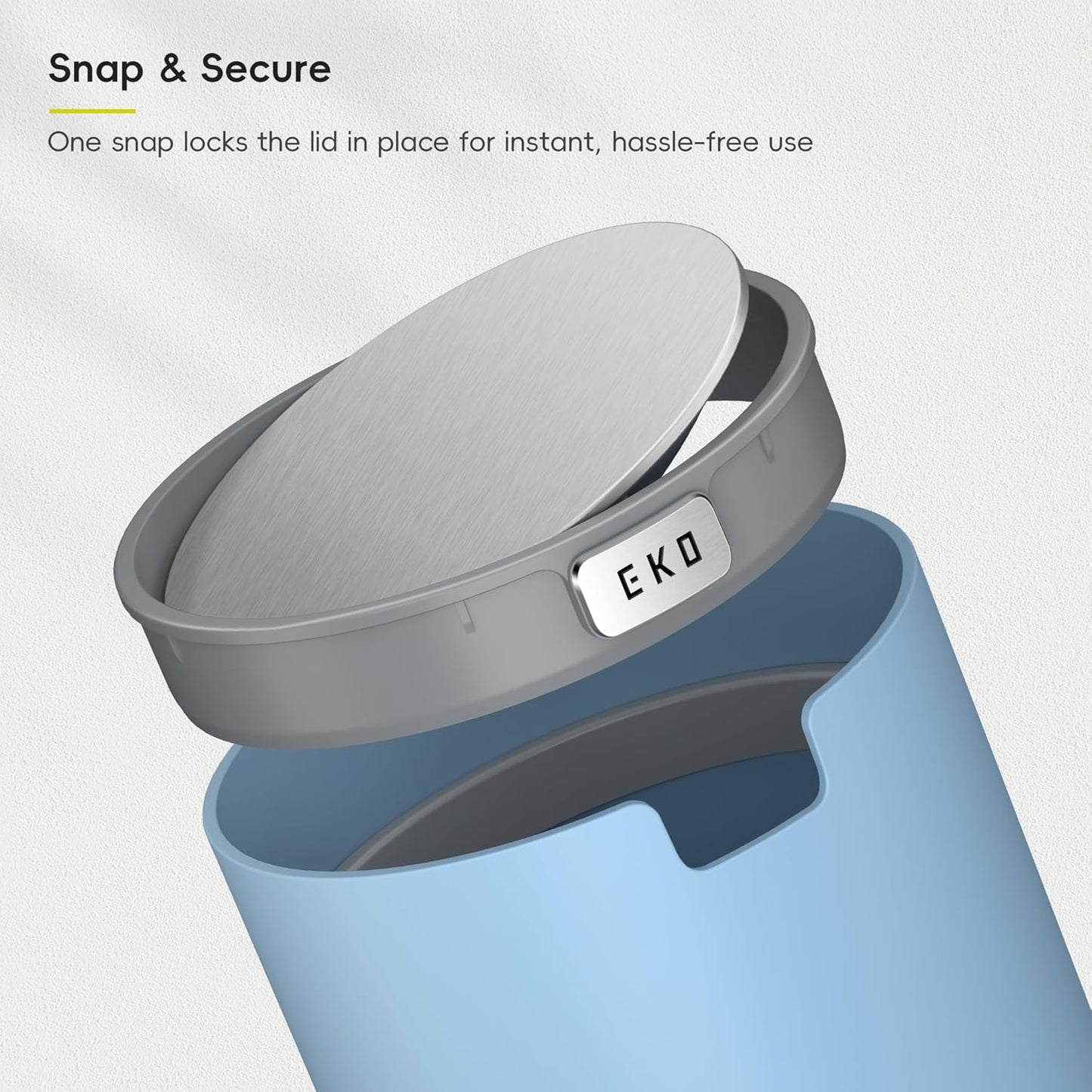 EKO Fandy 0.58 Gal/2.2L Mini Trash Can with Lid, Swing-Top Desktop Trash Can for Bathroom, Countertop, Vanity, Desk or Office, Small Garbage Bin (Blue)