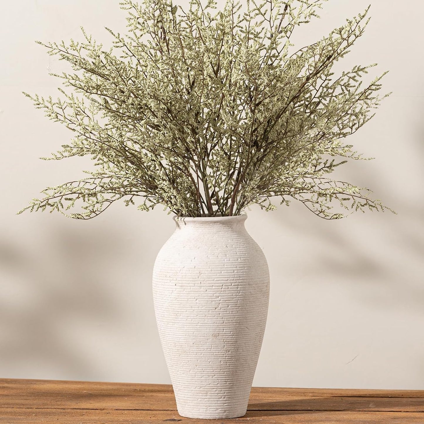 Ceramic Flower Vase Home Decor - Large Tall Farmhouse Table Vases Rustic Vintage Living Room Kitchen Bedroom Decorations for House Book Shelf Office Coffee Desk Dining Fireplace (11" Rustic)