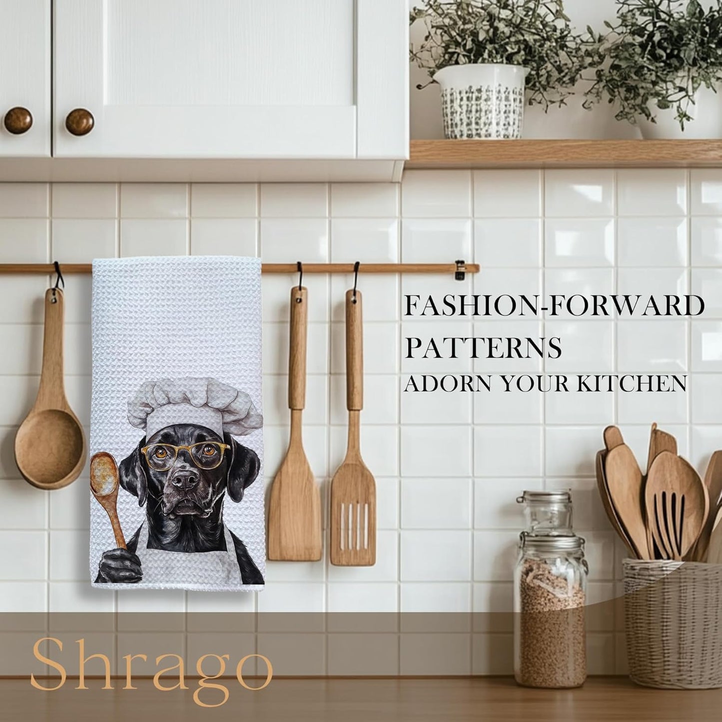 Funny Black Labrador Retriever Kitchen Towels, Black Lab Gifts for Women Men Dish Tea Towels for Kitchen, Gifts for Labrador Dog Lovers Decorative Hand Towels, 16x24 Inch