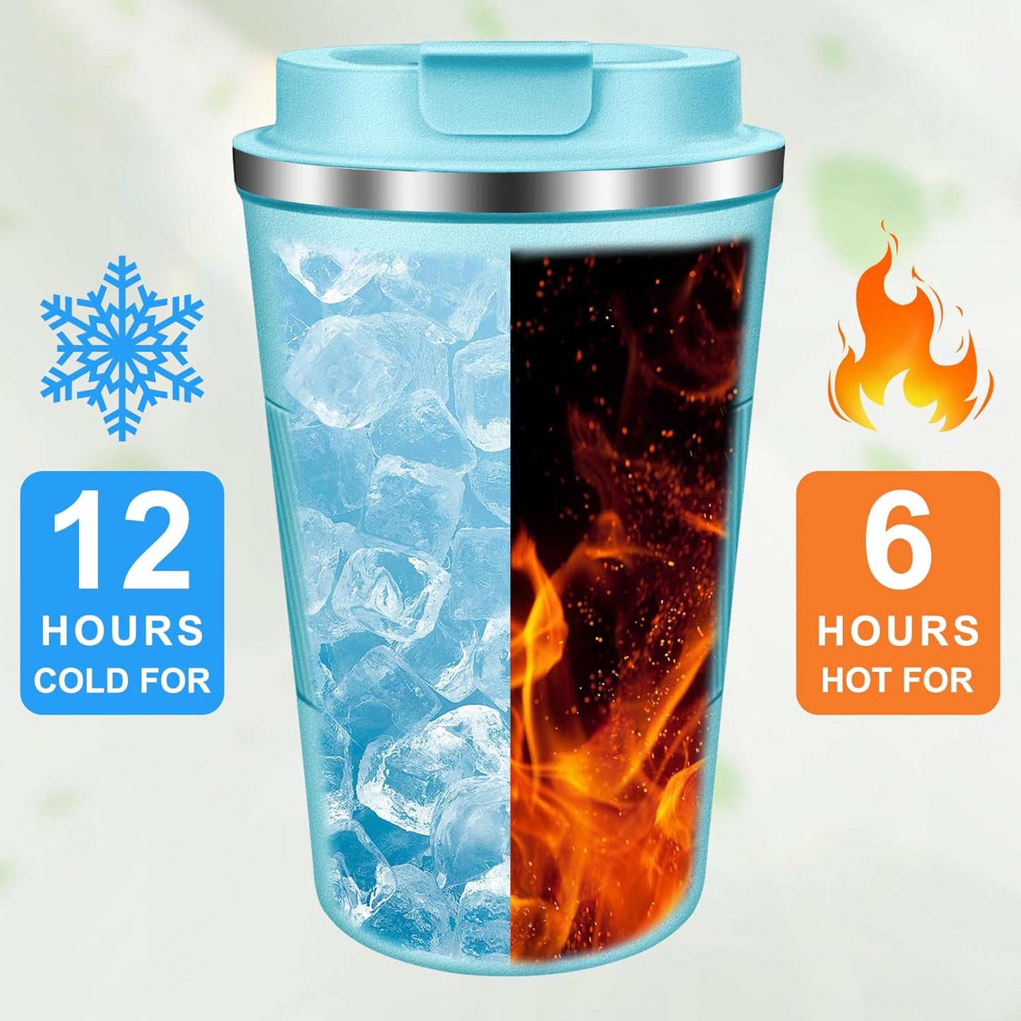 Coffee Travel Mug 12oz Insulated Coffee Mug with Lid Portable Spill-Proof Coffee Travel Mug No Handle Reusable Stainless Steel Mug Keeps Cold and Hot Suitable for Car, Daily, Travel and Gifts
