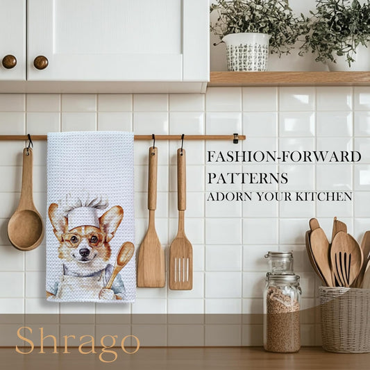 Funny Corgi Dog Kitchen Towels, Gifts for Corgi Lovers Women Men Dish Tea Towels for Kitchen, Dog Lovers Mom Dad Owner Gifts Decorative Hand Towels, 16x24 Inch