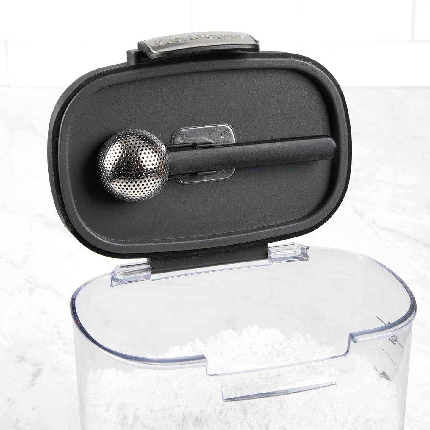 ProKeeper+ Airtight Food Storage Container Set – Clear Plastic Flour and Sugar Canister Set with Magnetic Accessories for Kitchen Organization (Black, 9-Piece)