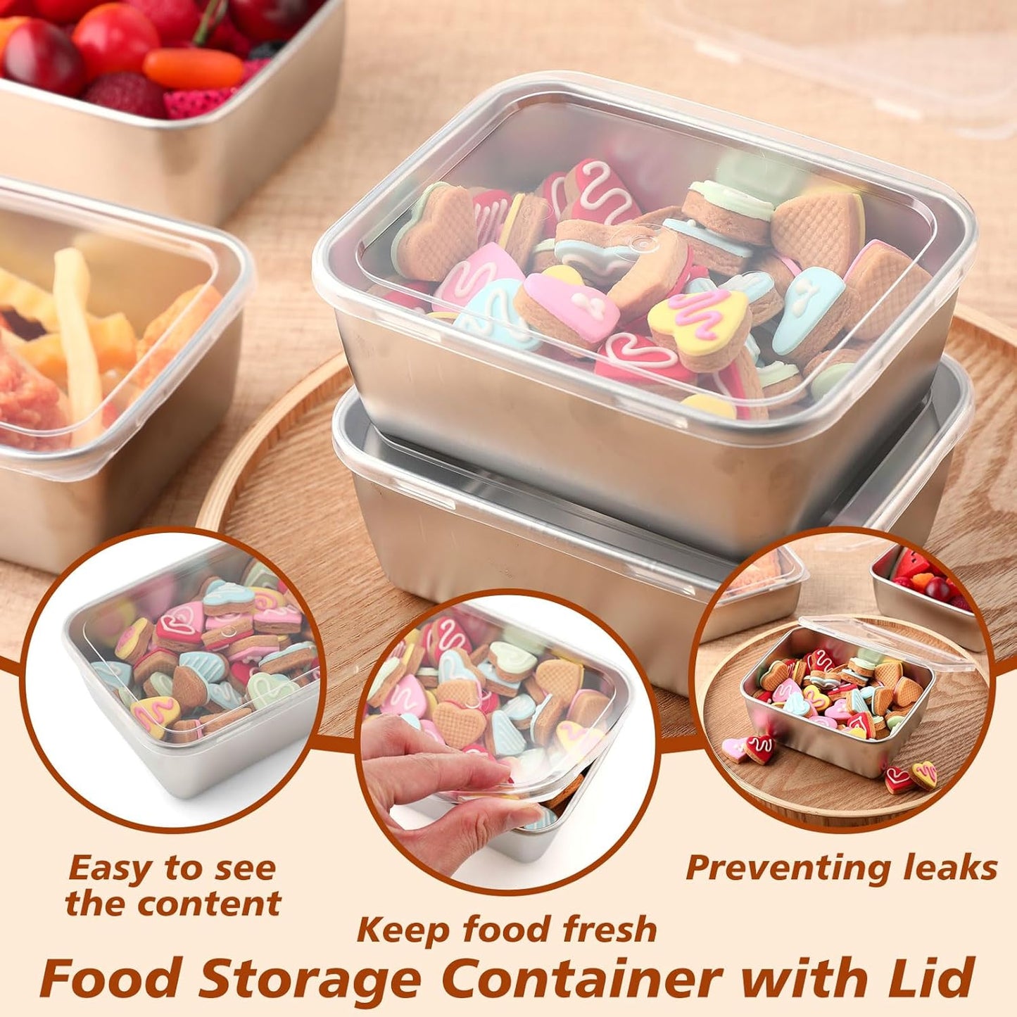 12 Pcs Stainless Steel Food Storage Containers with Lids, 22 oz Metal Freezer Containers, Lightweight Stackable Easy Open Reusable Meal Prep Box for Kitchen Picnic Oven Dishwasher Safe