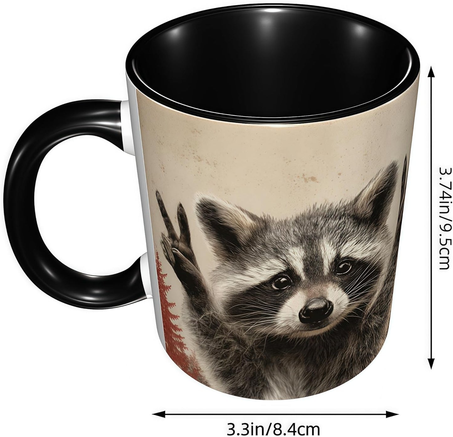 FyLybois Raccoon Coffee Mug Ceramic Coffee Cup with Handle Microwave Safe for Home or Office Gifts for Women and Men