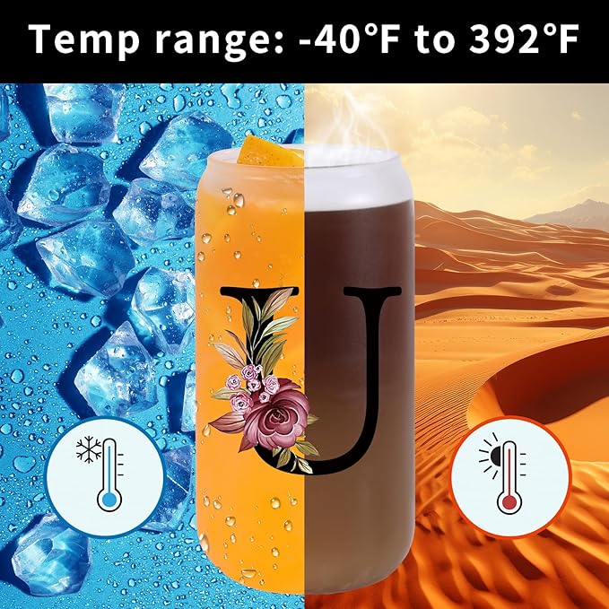 Monogrammed Glass Drinking Cup With Lid Straw Gift Auntie Titi Son Girlfriend Brother Work Police Wife Bachelorette College Students Cowgirl Soul Best Sister Ever Work Young Adult Tomboy Lesbian,U