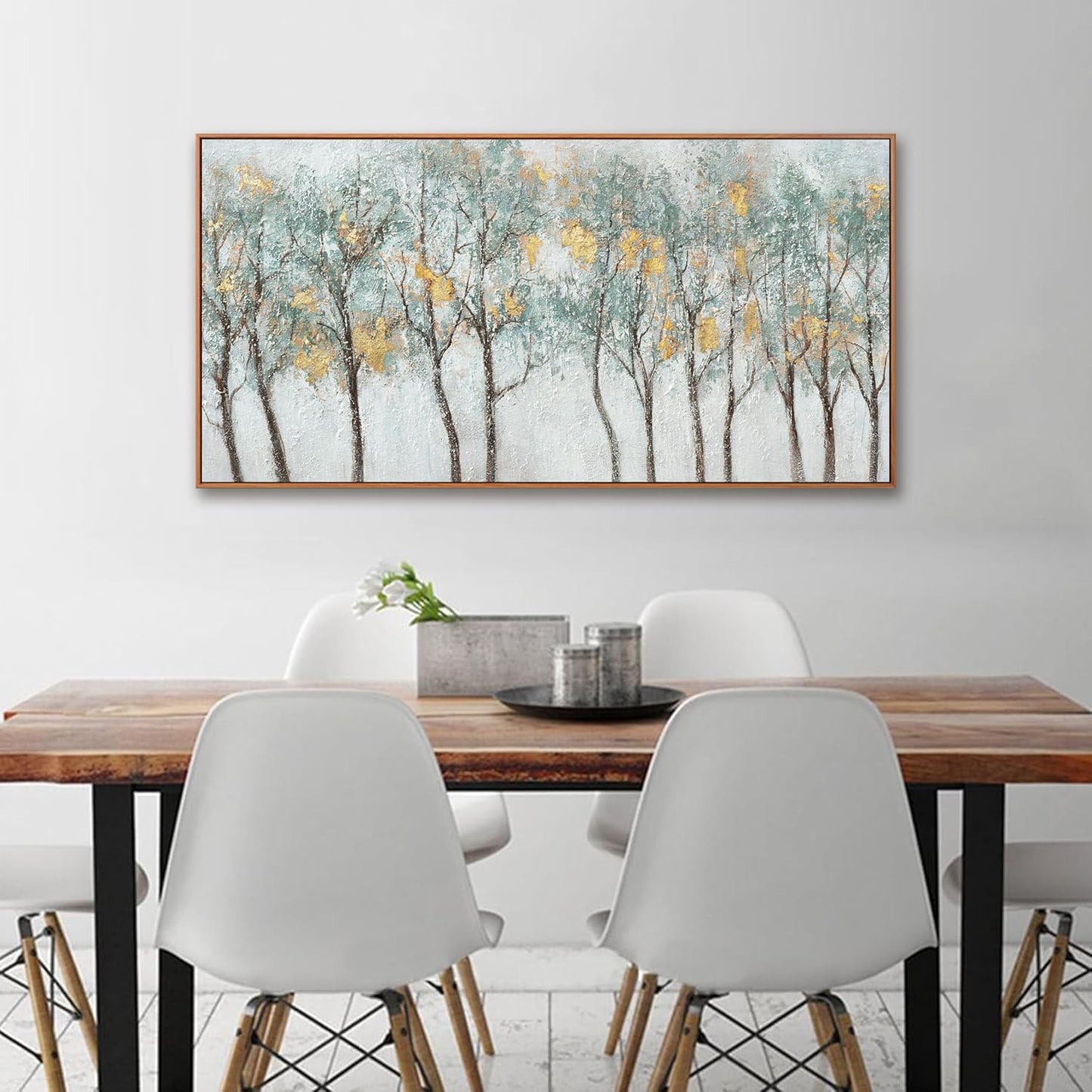 Framed Wall Art Decor Canvas Print Green Embellishments Plant Forest Abstract Tree Painting Picture Artwork Framed Wall Decor For Living Room Bedroom Living Room And Apartment 20x40 Inch