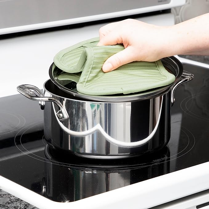 All-Clad Premium Pot Holder & Hot Pad: Heat Resistant to 500 Degrees - 100% Cotton, 10"x6.25" Hot Pad for Kitchen and Barbeque, 4-Pack, Fennel