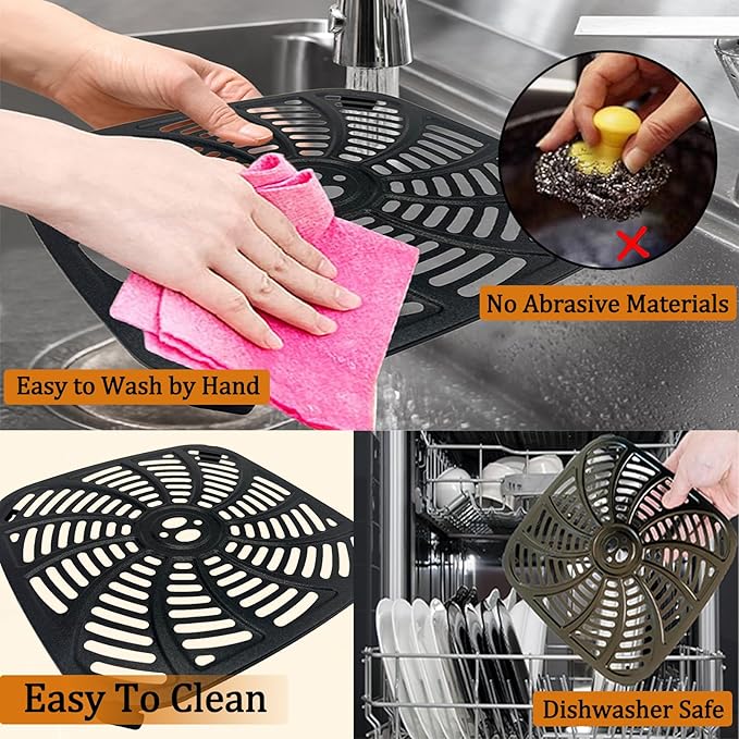 8QT Air Fryer Grill Plate for Gourmia GAF838 Digital Air Fryers, Upgraded Double Layer Nonstick Coating Air Fryer Grill Pan Crisper Tray Grate for Gourmia 8QT Air Fryer, Dishwasher Safe