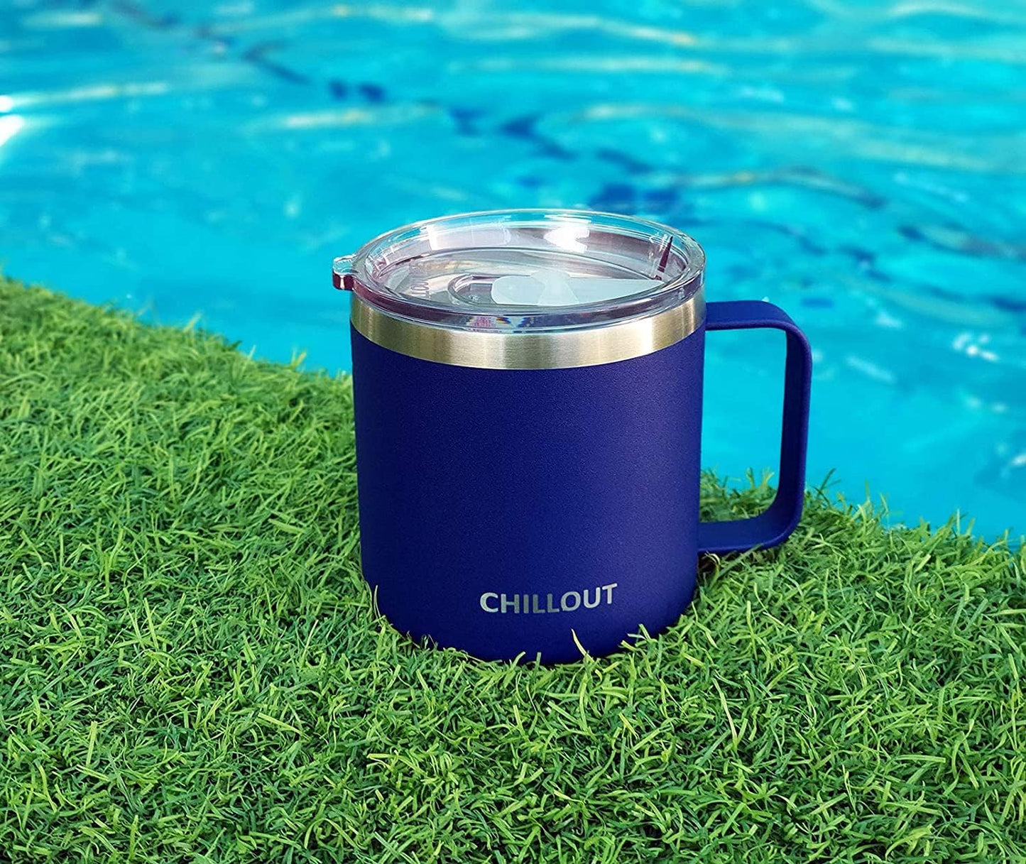 CHILLOUT LIFE 16 oz (Set of 2) Stainless Steel Vacuum Insulated Coffee Mug with Handle and Lid, Large Thermal Camping Coffee Mugs with Sliding Lid for Men & Women